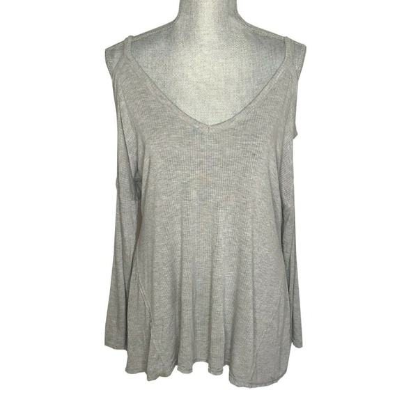 Abercrombie & Fitch Blouse Cold Shoulder Gray - Picture 1 of 6